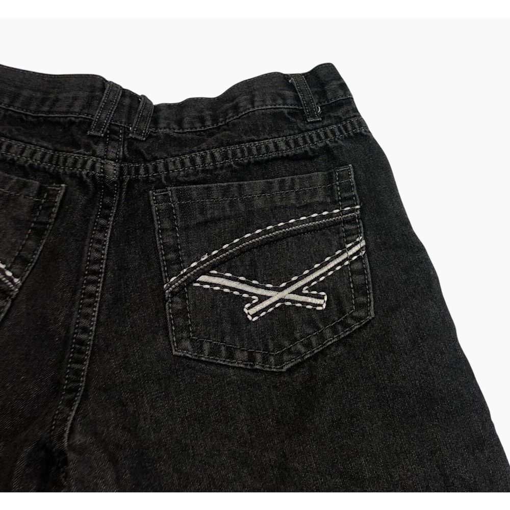 Indigo People Mens Black Straight Leg Denim Jeans Embroidered Pockets 34x30 - Picture 9 of 9